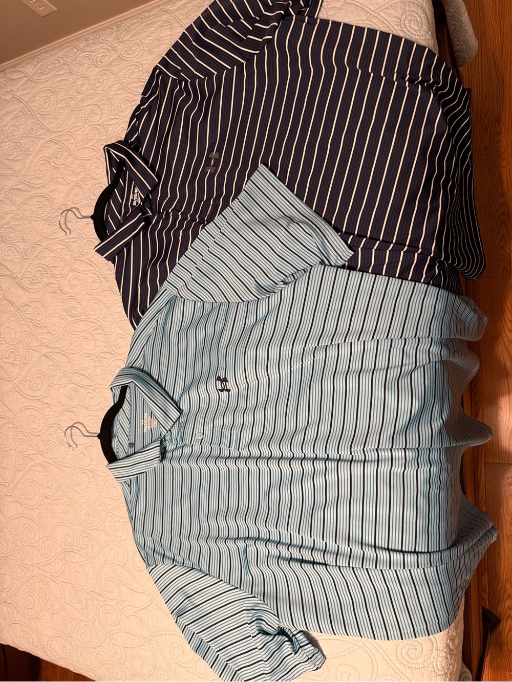 Under Armour Men’s Light Blue & Navy Striped Polo Pair